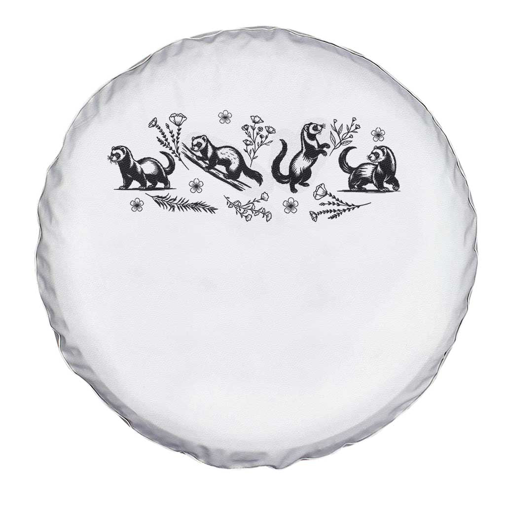 Minimalist Ferret Floral Graphic Spare Tire Cover Exotic Pet Owner Gift