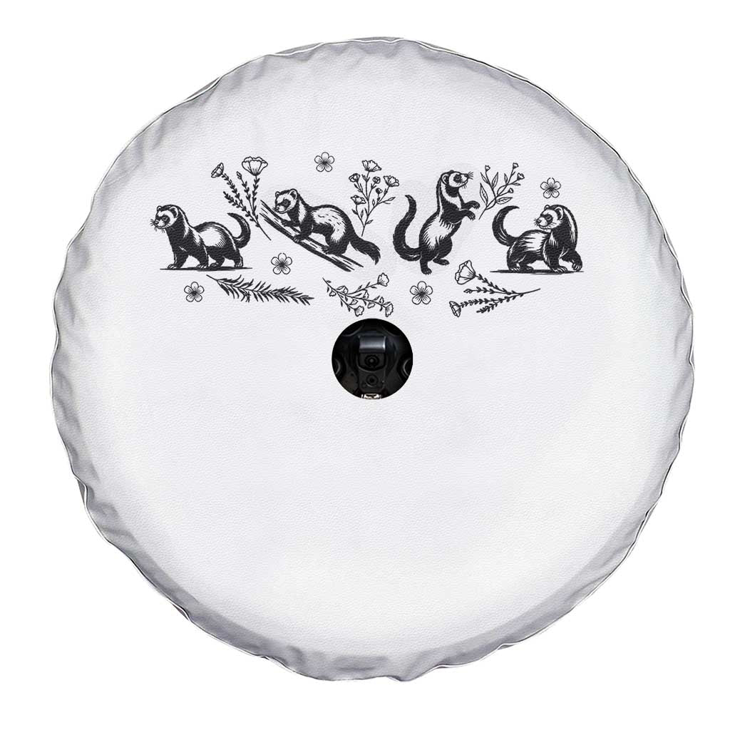 Minimalist Ferret Floral Graphic Spare Tire Cover Exotic Pet Owner Gift