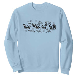 Minimalist Ferret Floral Graphic Sweatshirt Exotic Pet Owner Gift TS12 Light Blue Print Your Wear