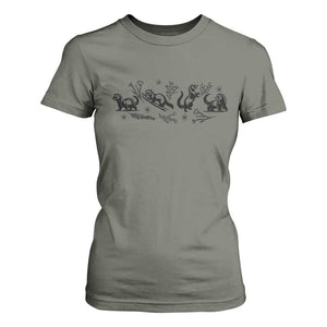 Minimalist Ferret Floral Graphic T Shirt For Women Exotic Pet Owner Gift TS12 Military Green Print Your Wear