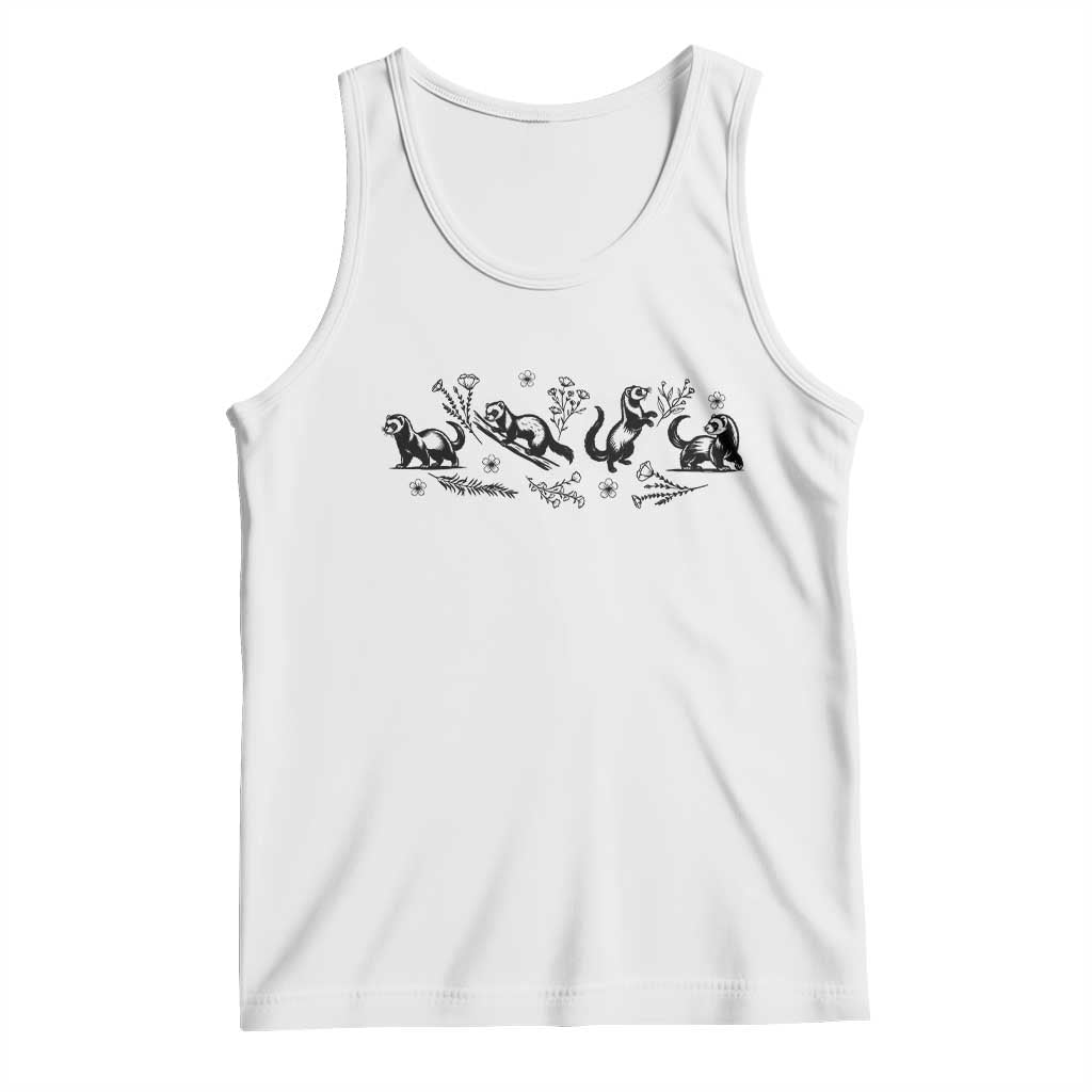 Minimalist Ferret Floral Graphic Tank Top Exotic Pet Owner Gift TS12 White Print Your Wear