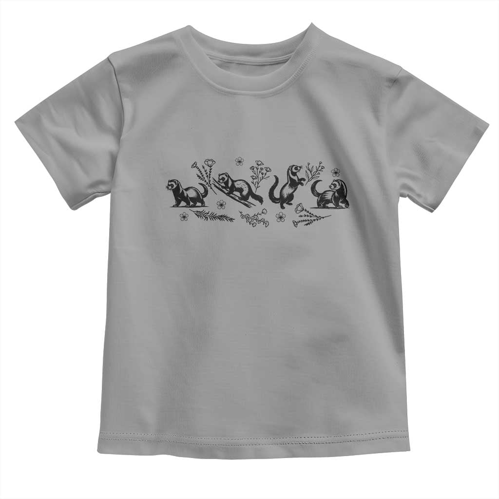 Minimalist Ferret Floral Graphic Toddler T Shirt Exotic Pet Owner Gift TS12 Sport Gray Print Your Wear