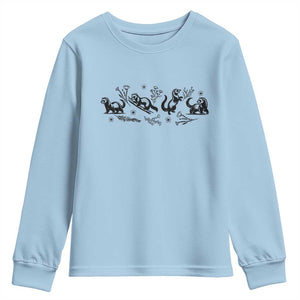 Minimalist Ferret Floral Graphic Youth Sweatshirt Exotic Pet Owner Gift TS12 Light Blue Print Your Wear