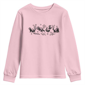 Minimalist Ferret Floral Graphic Youth Sweatshirt Exotic Pet Owner Gift TS12 Light Pink Print Your Wear