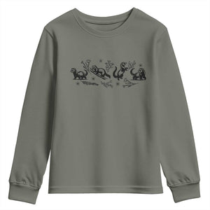Minimalist Ferret Floral Graphic Youth Sweatshirt Exotic Pet Owner Gift TS12 Military Green Print Your Wear