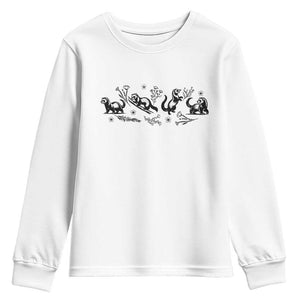 Minimalist Ferret Floral Graphic Youth Sweatshirt Exotic Pet Owner Gift TS12 White Print Your Wear