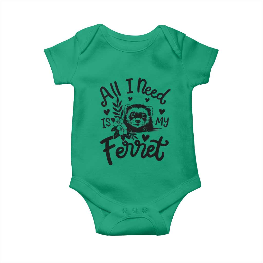 All I Need Is My Ferret Baby Onesie Cute Exotic Pet Owner Gift TS12 Irish Green Print Your Wear