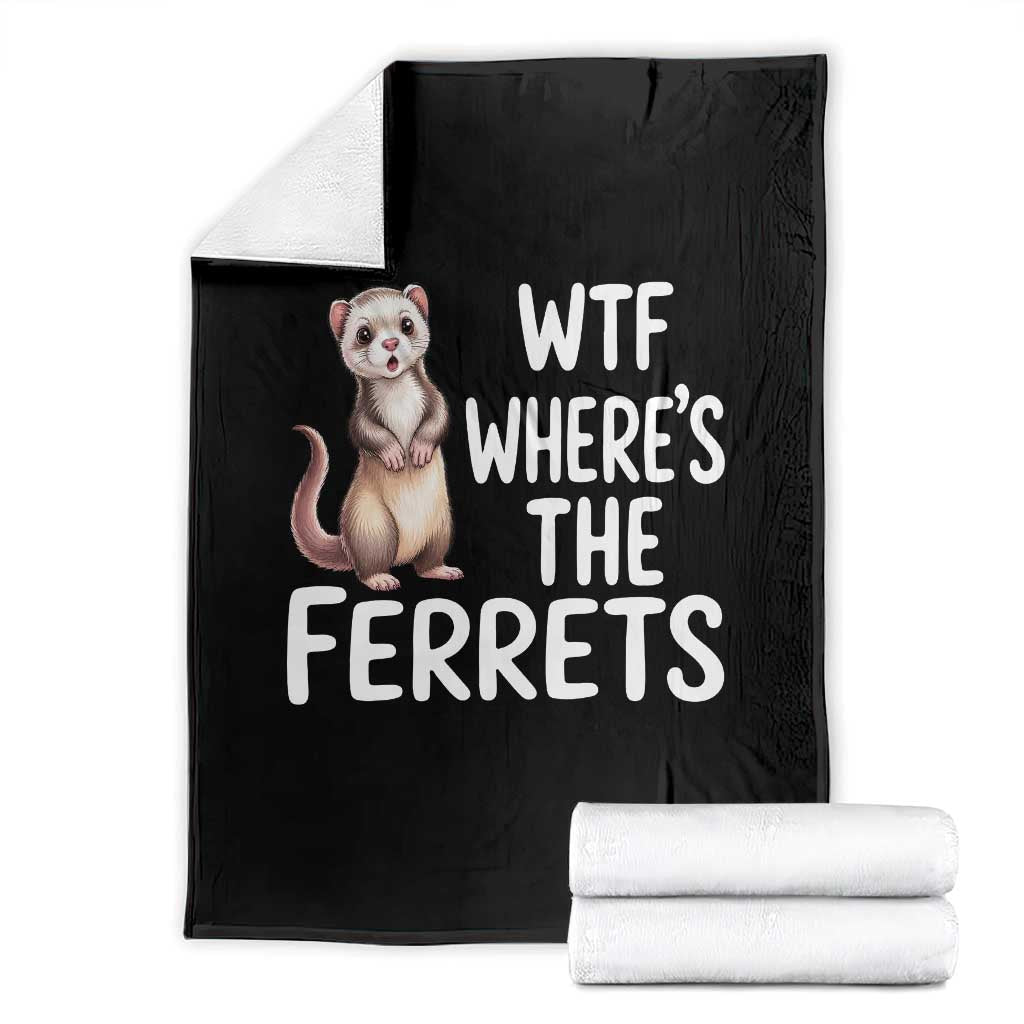 Funny Ferret Lover Gift Throw Blanket Where Is The Ferret TS12 Black Print Your Wear