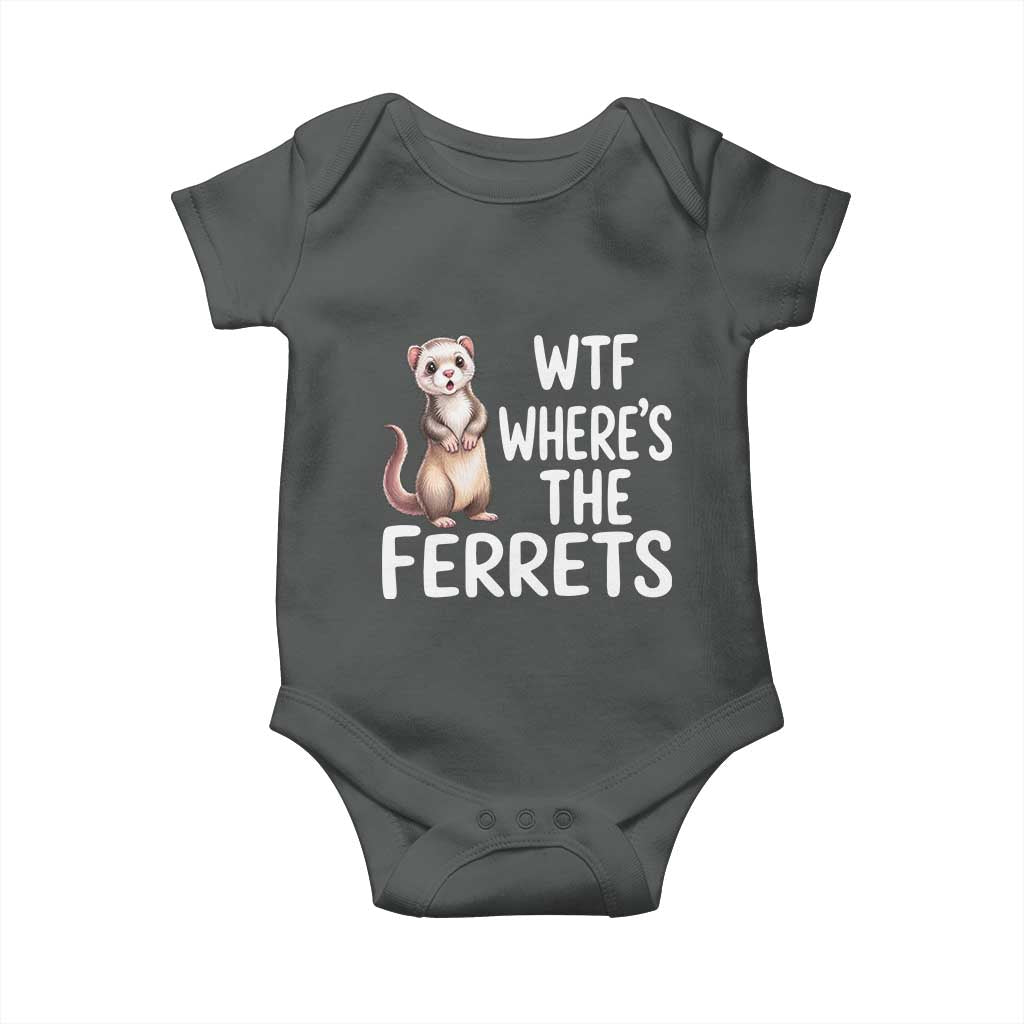 Funny Ferret Lover Gift Baby Onesie Where Is The Ferret TS12 Dark Heather Print Your Wear
