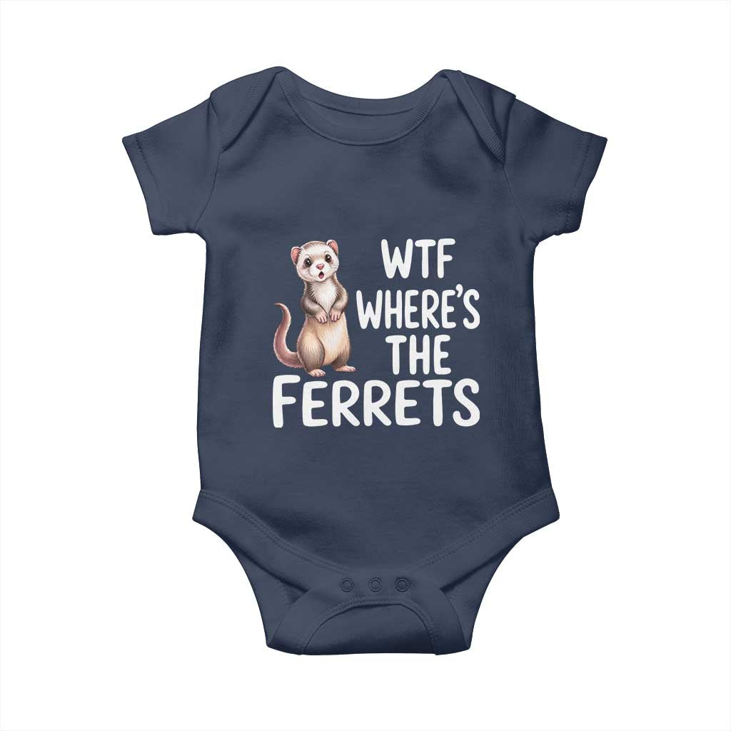 Funny Ferret Lover Gift Baby Onesie Where Is The Ferret TS12 Navy Print Your Wear