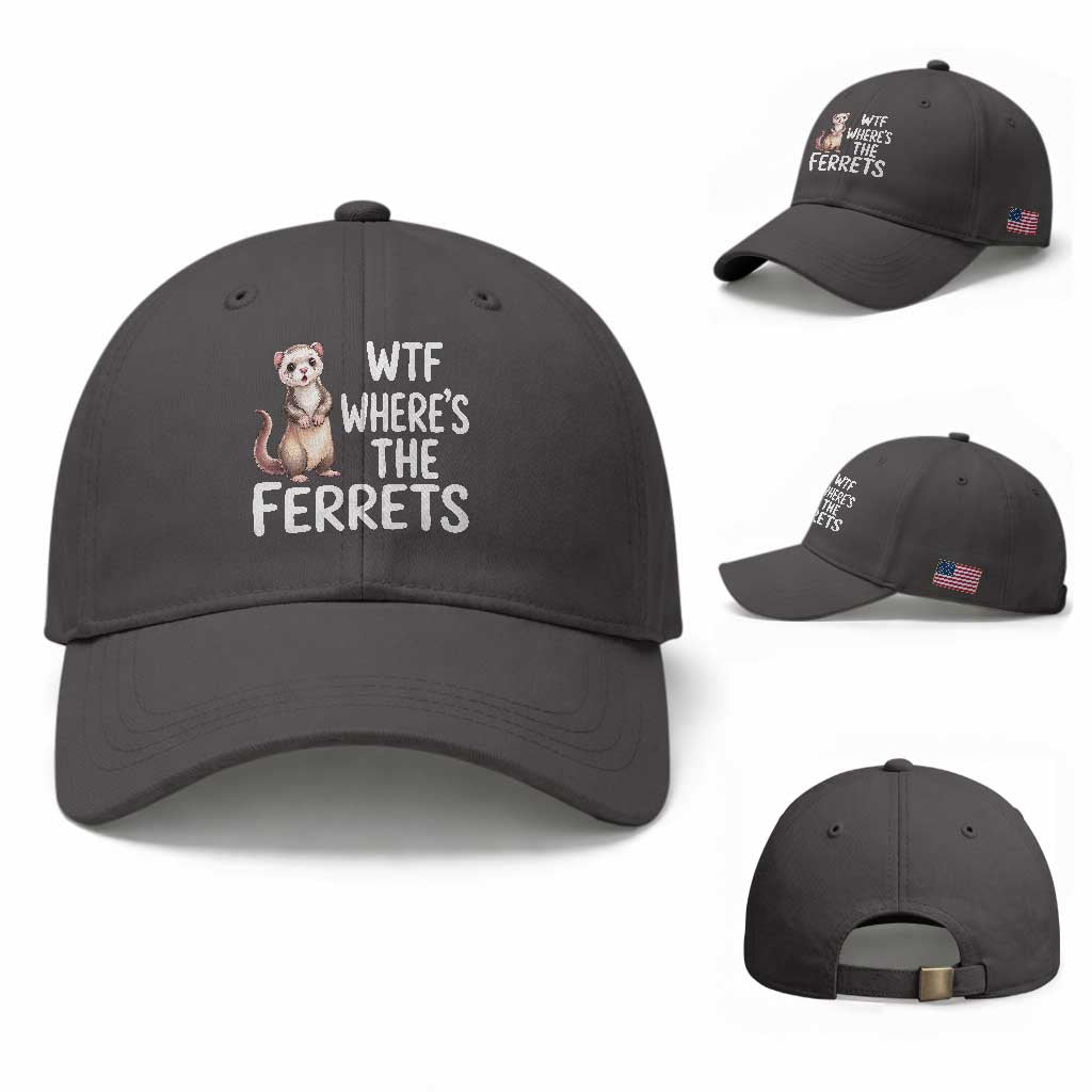Funny Ferret Lover Gift Baseball Cap Where Is The Ferret TS12 Baseball Cap Universal Fit Dark Gray Print Your Wear