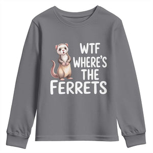 Funny Ferret Lover Gift Youth Sweatshirt Where Is The Ferret TS12 Charcoal Print Your Wear