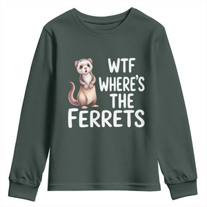 Funny Ferret Lover Gift Youth Sweatshirt Where Is The Ferret TS12 Dark Forest Green Print Your Wear