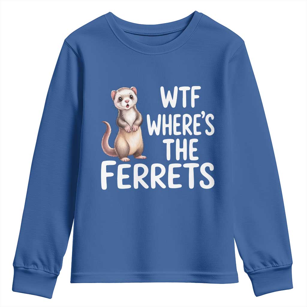 Funny Ferret Lover Gift Youth Sweatshirt Where Is The Ferret TS12 Royal Blue Print Your Wear