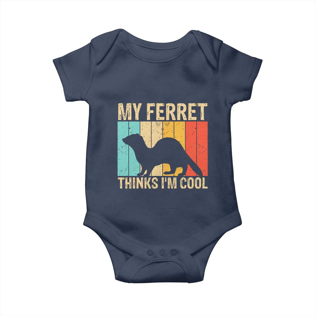 Vintage My Ferret Thinks I Am Cool Baby Onesie Ferret Dad Gift TS12 Navy Print Your Wear