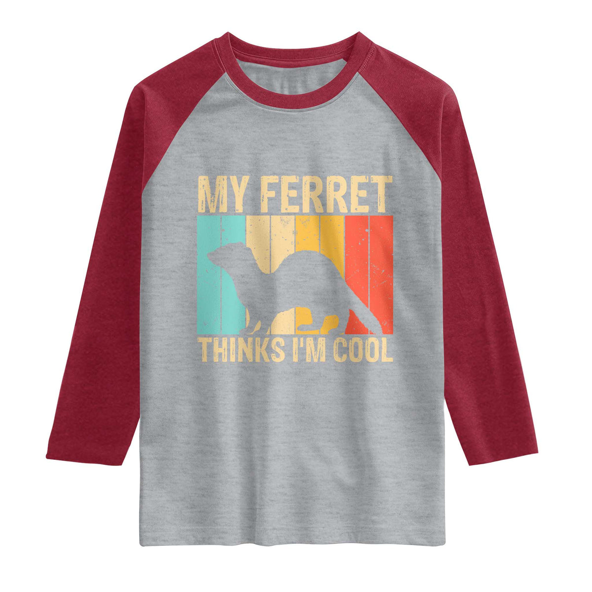 Vintage My Ferret Thinks I Am Cool Raglan Shirt Ferret Dad Gift TS12 Heather Gray Heather Red Print Your Wear