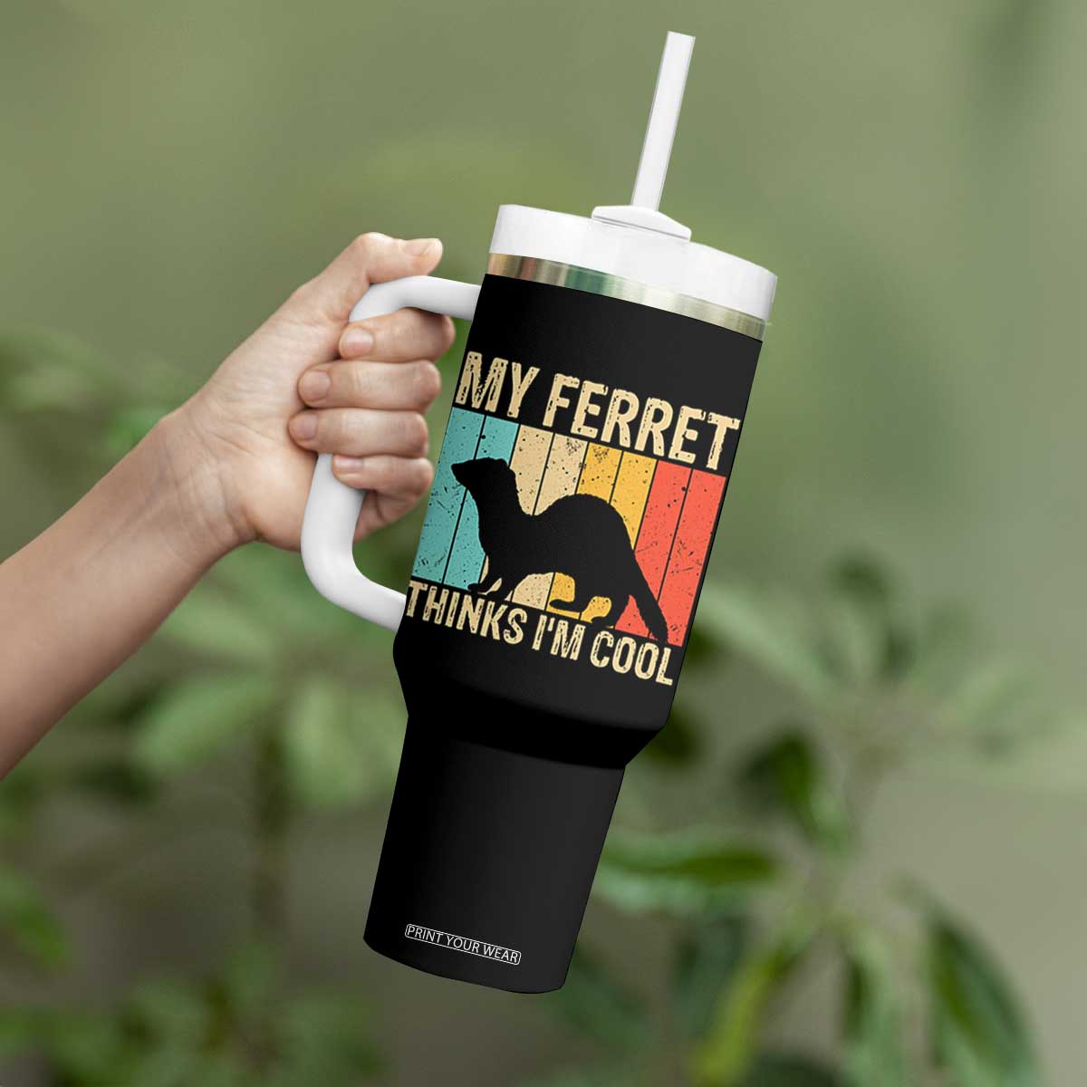 Vintage My Ferret Thinks I Am Cool Tumbler With Handle Ferret Dad Gift TS12 Print Your Wear