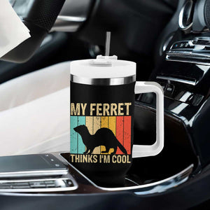 Vintage My Ferret Thinks I Am Cool Tumbler With Handle Ferret Dad Gift TS12 Print Your Wear