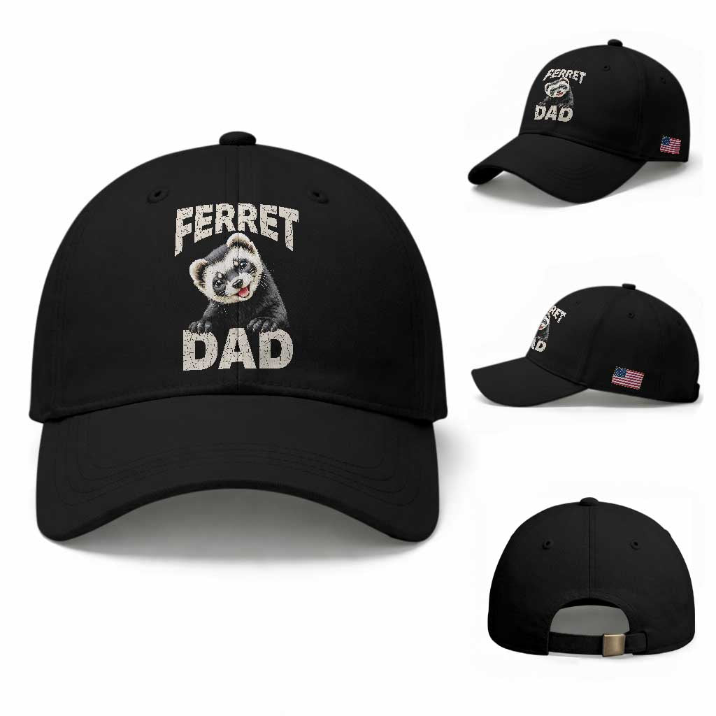Ferret Dad Life Baseball Cap Cute Exotic Animal Parent Gift TS12 Baseball Cap Universal Fit Black Print Your Wear