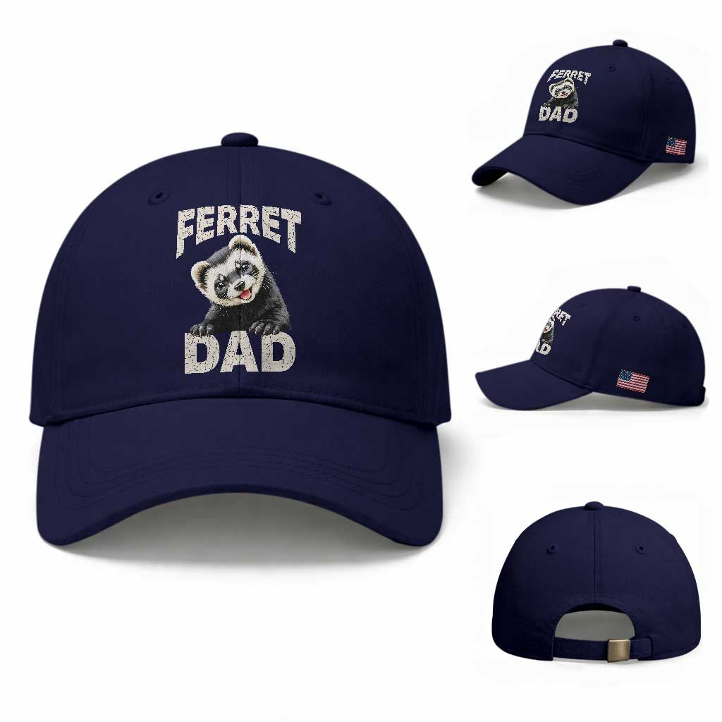 Ferret Dad Life Baseball Cap Cute Exotic Animal Parent Gift TS12 Baseball Cap Universal Fit Dark Blue Print Your Wear