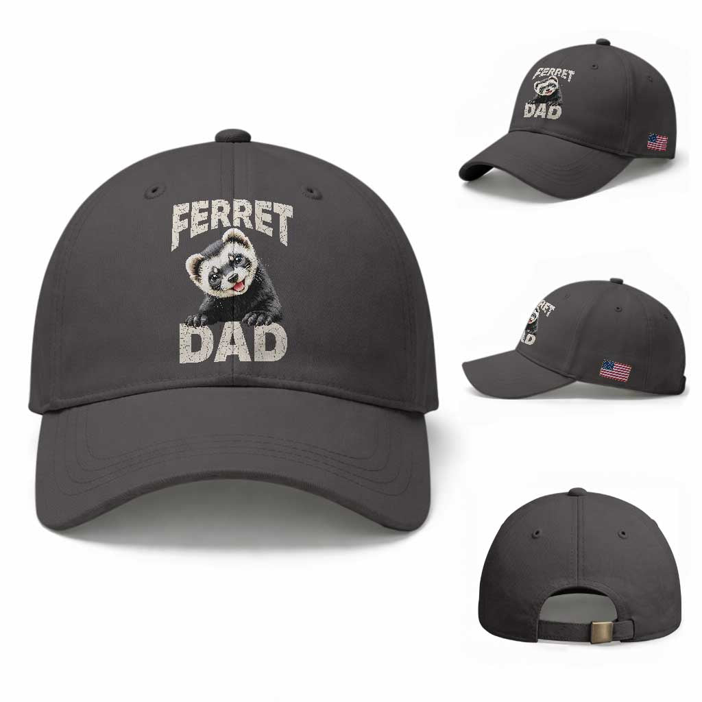 Ferret Dad Life Baseball Cap Cute Exotic Animal Parent Gift TS12 Baseball Cap Universal Fit Dark Gray Print Your Wear