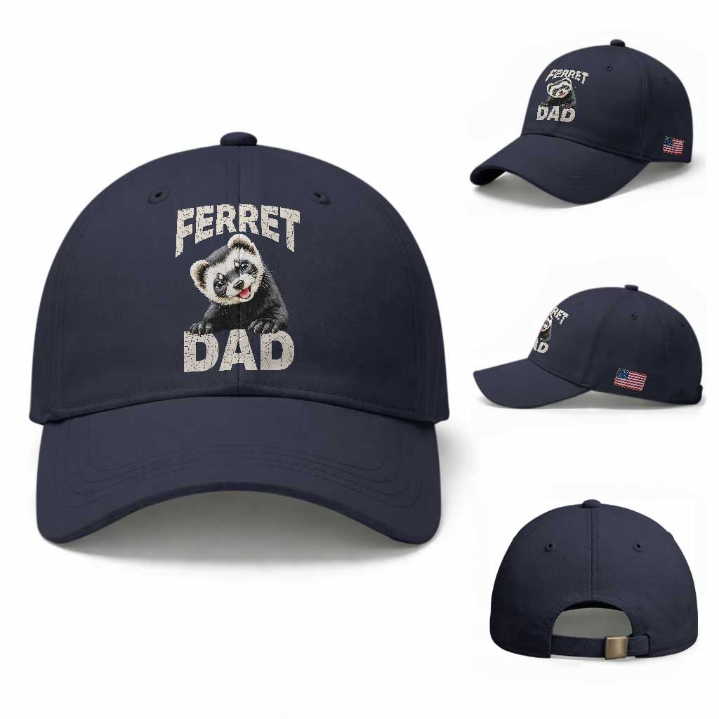 Ferret Dad Life Baseball Cap Cute Exotic Animal Parent Gift TS12 Baseball Cap Universal Fit Navy Print Your Wear