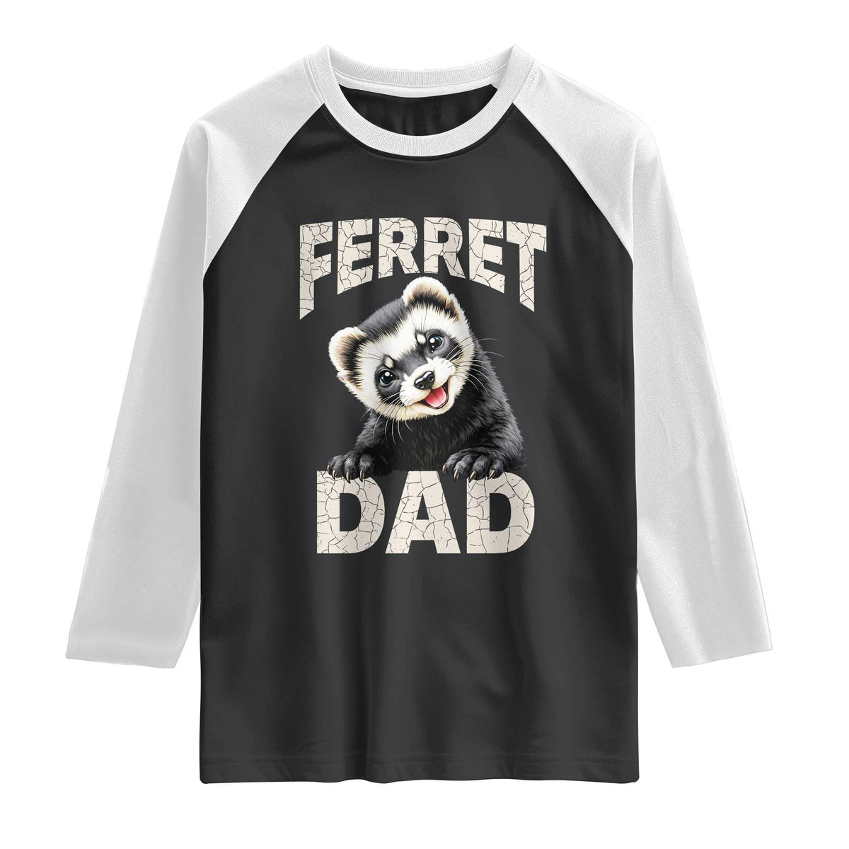 Ferret Dad Life Raglan Shirt Cute Exotic Animal Parent Gift TS12 Black White Print Your Wear