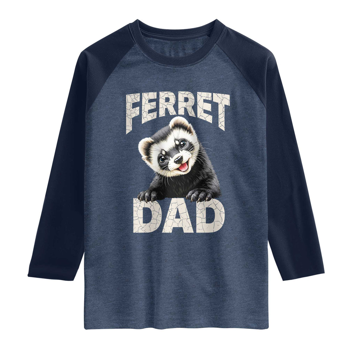Ferret Dad Life Raglan Shirt Cute Exotic Animal Parent Gift TS12 Heather Denim Navy Print Your Wear