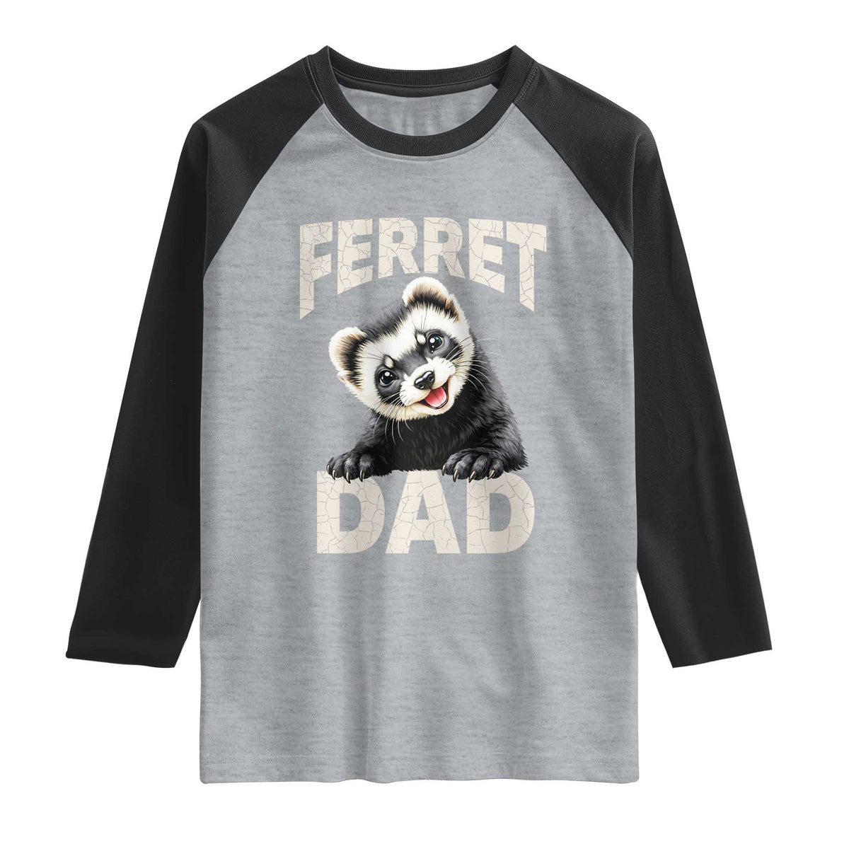Ferret Dad Life Raglan Shirt Cute Exotic Animal Parent Gift TS12 Heather Gray Black Print Your Wear