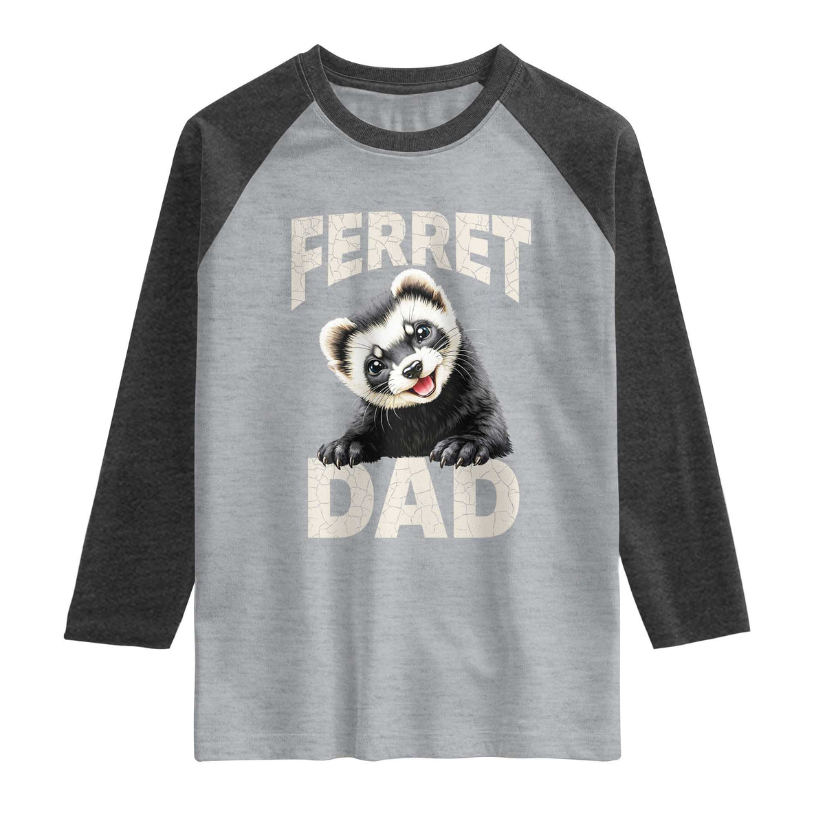 Ferret Dad Life Raglan Shirt Cute Exotic Animal Parent Gift TS12 Heather Gray Heather Charcoal Print Your Wear