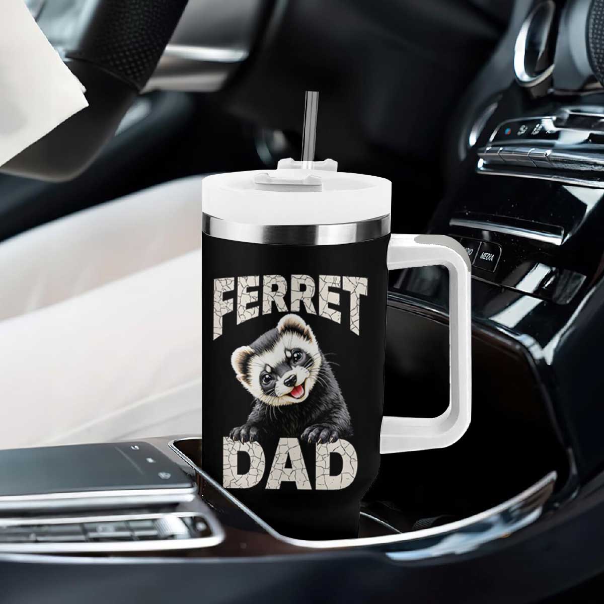 Ferret Dad Life Tumbler With Handle Cute Exotic Animal Parent Gift TS12 Print Your Wear