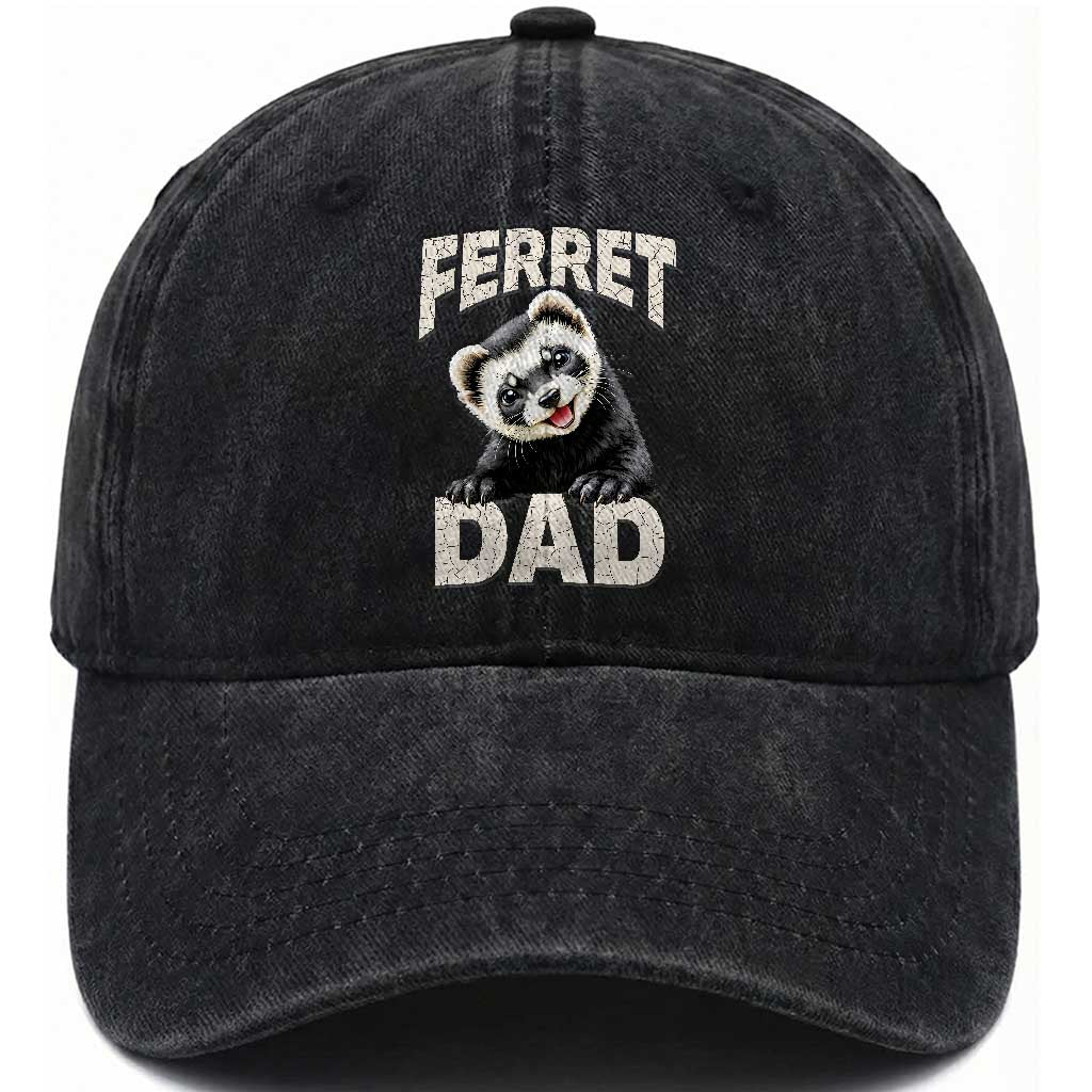 Ferret Dad Life Washed Cotton Baseball Cap Cute Exotic Animal Parent Gift TS12 Print Your Wear