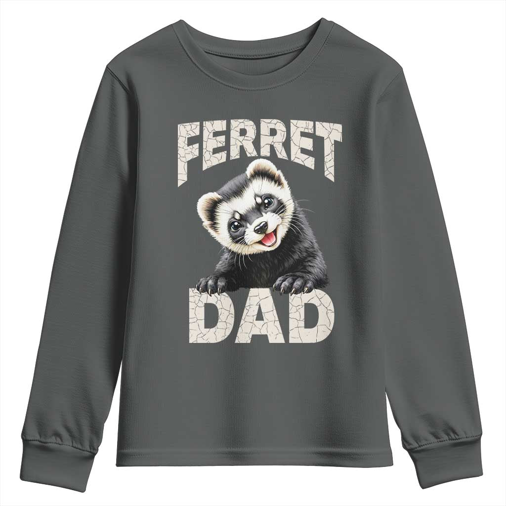 Ferret Dad Life Youth Sweatshirt Cute Exotic Animal Parent Gift TS12 Dark Heather Print Your Wear