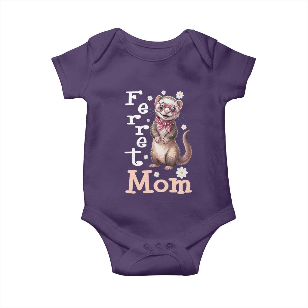 Ferret Mom Life Baby Onesie Funny Cute Polecat Ferret Lover TS12 Purple Print Your Wear