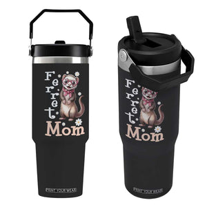 Ferret Mom Life Flip Straw Tumbler Funny Cute Polecat Ferret Lover TS12 One Size: 30 oz Black Print Your Wear