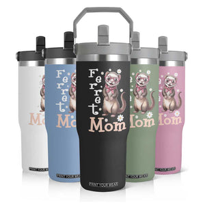 Ferret Mom Life Flip Straw Tumbler Funny Cute Polecat Ferret Lover TS12 Print Your Wear