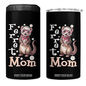 Ferret Mom Life 4 in 1 Can Cooler Tumbler Funny Cute Polecat Ferret Lover TS12 One Size: 16 oz Black Print Your Wear
