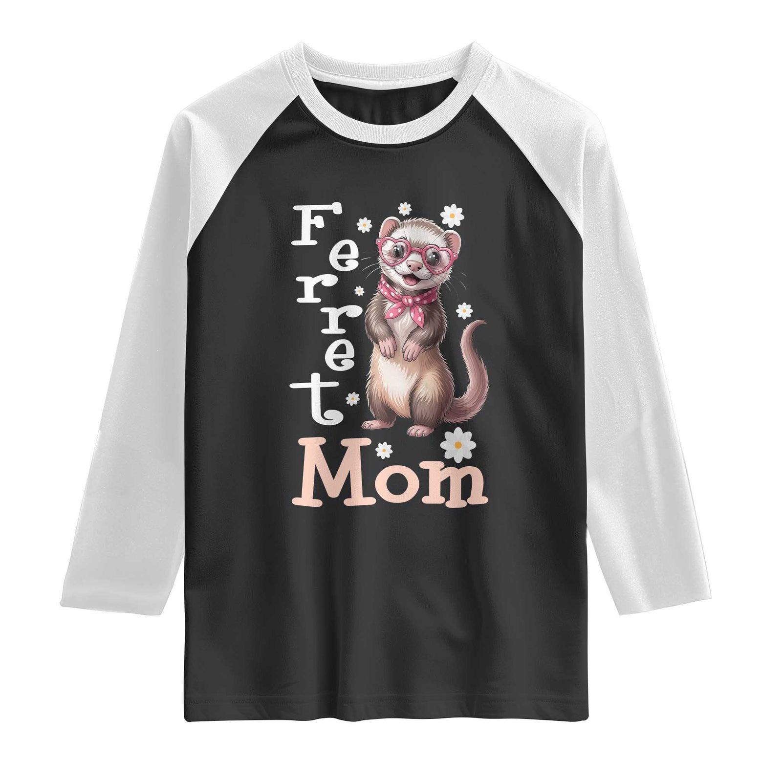 Ferret Mom Life Raglan Shirt Funny Cute Polecat Ferret Lover TS12 Black White Print Your Wear