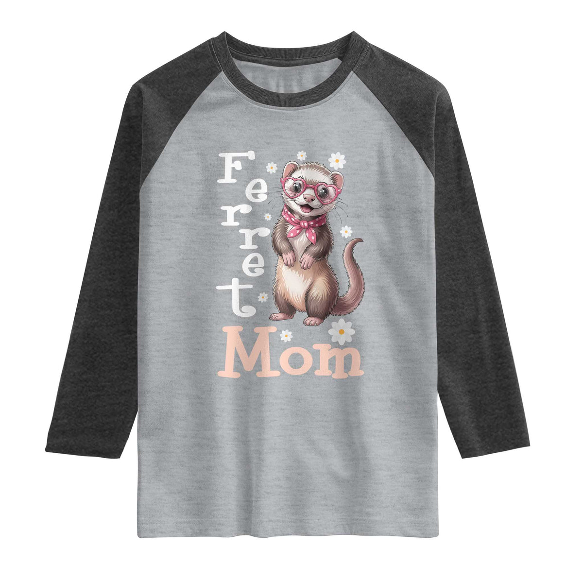 Ferret Mom Life Raglan Shirt Funny Cute Polecat Ferret Lover TS12 Heather Gray Heather Charcoal Print Your Wear