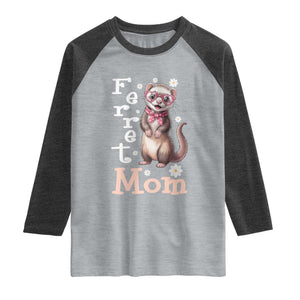 Ferret Mom Life Raglan Shirt Funny Cute Polecat Ferret Lover TS12 Heather Gray Heather Charcoal Print Your Wear