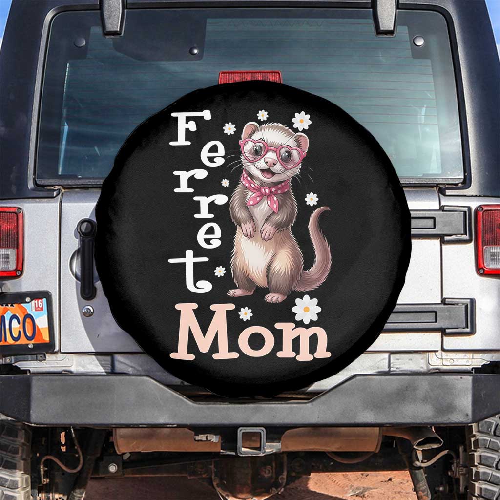 Ferret Mom Life Spare Tire Cover Funny Cute Polecat Ferret Lover TS12 No hole Black Print Your Wear
