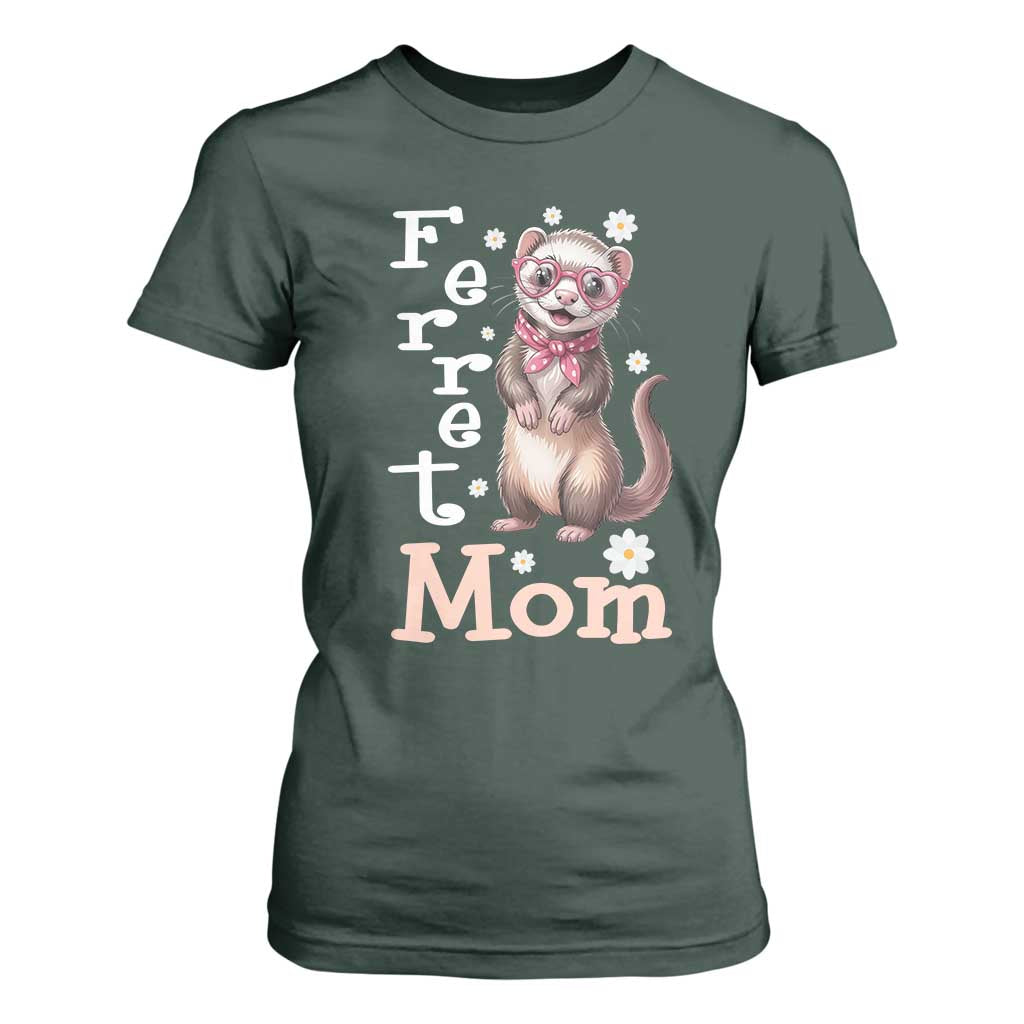 Ferret Mom Life T Shirt For Women Funny Cute Polecat Ferret Lover TS12 Dark Forest Green Print Your Wear