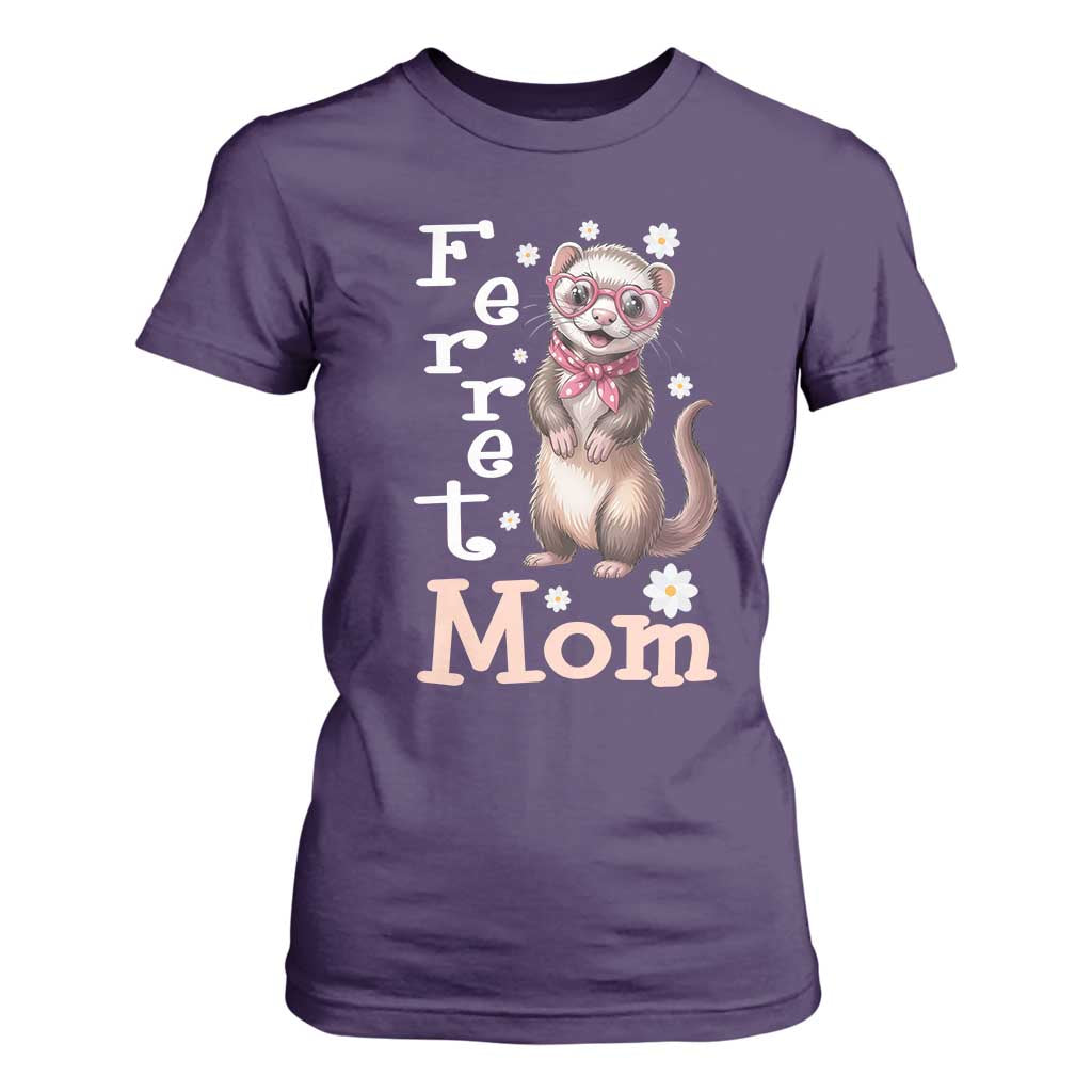 Ferret Mom Life T Shirt For Women Funny Cute Polecat Ferret Lover TS12 Purple Print Your Wear