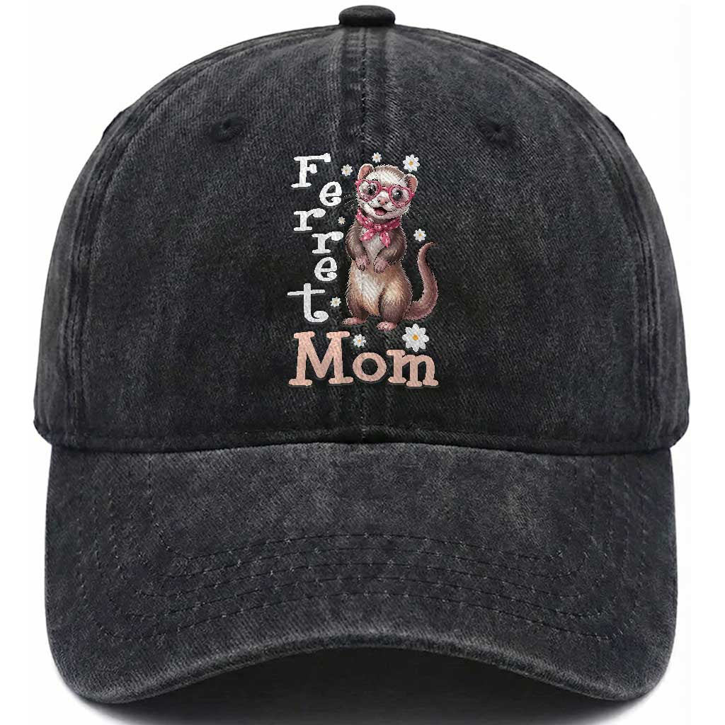 Ferret Mom Life Washed Cotton Baseball Cap Funny Cute Polecat Ferret Lover TS12 Print Your Wear
