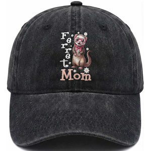 Ferret Mom Life Washed Cotton Baseball Cap Funny Cute Polecat Ferret Lover TS12 Print Your Wear