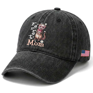 Ferret Mom Life Washed Cotton Baseball Cap Funny Cute Polecat Ferret Lover TS12 Print Your Wear
