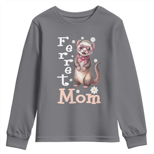 Ferret Mom Life Youth Sweatshirt Funny Cute Polecat Ferret Lover TS12 Charcoal Print Your Wear