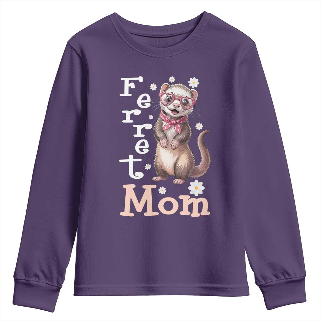Ferret Mom Life Youth Sweatshirt Funny Cute Polecat Ferret Lover TS12 Purple Print Your Wear