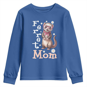 Ferret Mom Life Youth Sweatshirt Funny Cute Polecat Ferret Lover TS12 Royal Blue Print Your Wear