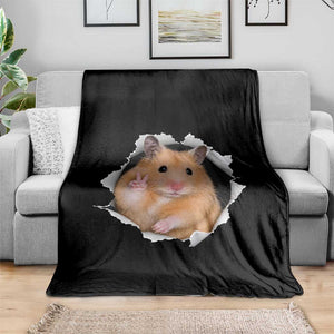 Funny Curious Hamster Peeking Through A Cracked Wall Meme Throw Blanket TS12 Print Your Wear